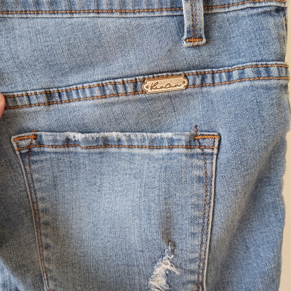 Kancan Maternity Skinny Jeans Size 26 Side Panel Low Rise Medium Wash Raw Hem - Picture 11 of 15